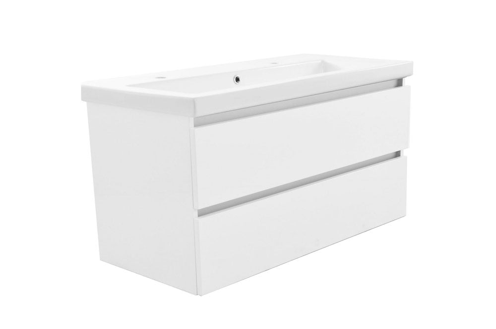 Vision onderkast met 2 laden 100 x 46 cm glans wit – Wiesbaden – Glans Wit – Badmeubelen | Dealplein