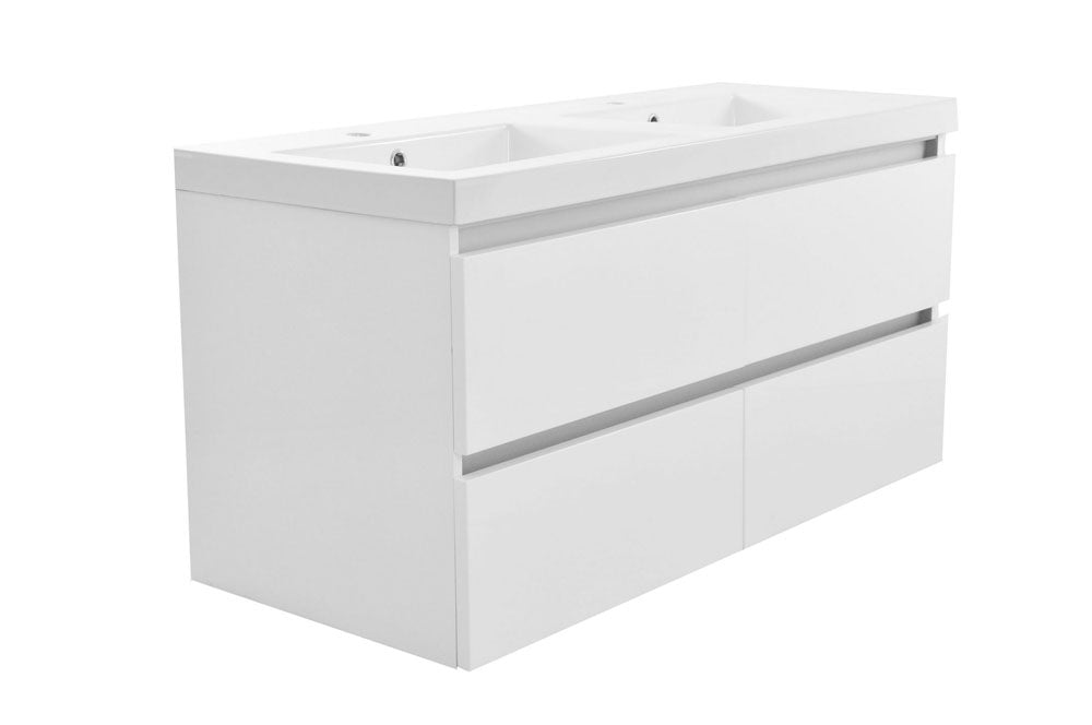 Vision onderkast met 4 laden 2 uitsparingen 120 x 46 cm glans wit – Wiesbaden – Glans Wit – Badmeubelen | Dealplein