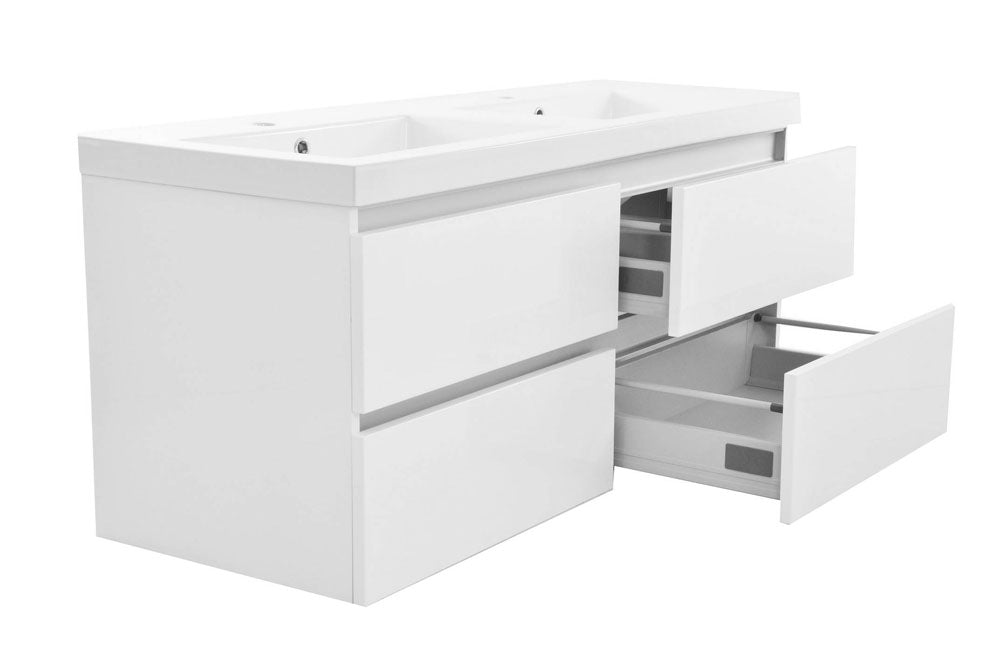 Vision onderkast met 4 laden 2 uitsparingen 120 x 46 cm glans wit – Wiesbaden – Glans Wit – Badmeubelen | Dealplein
