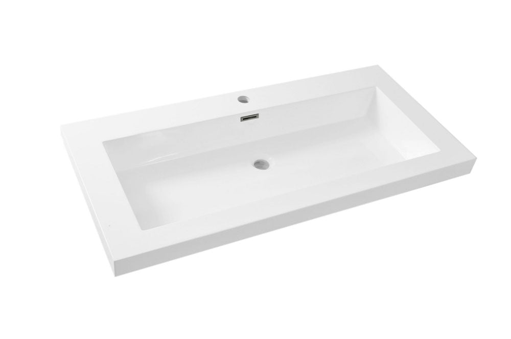 Vision wastafel enkel met 1 kraangat 100x46x5,5 cm kunstmarmer glans wit – Wiesbaden – Glans Wit – Meubelwastafel | Dealplein