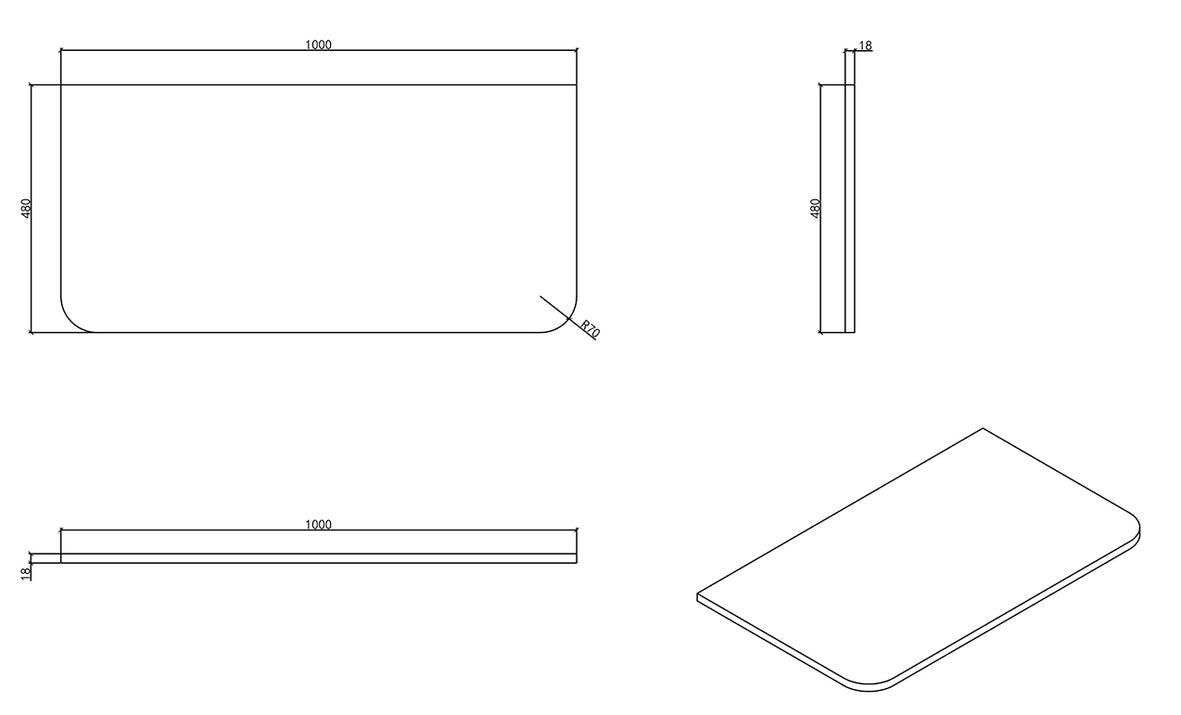 Novira topblad afgeronde hoeken 100 x 48 cm mat zwart – Wiesbaden – Mat Zwart – Topbladen | Dealplein