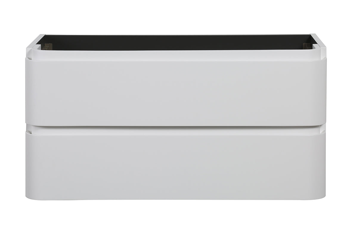 Novira onderkast afgeronde hoeken met 2 laden 1 uitsparing 100 x 48 cm mat wit – Wiesbaden – Mat Wit – Badmeubelen | Dealplein