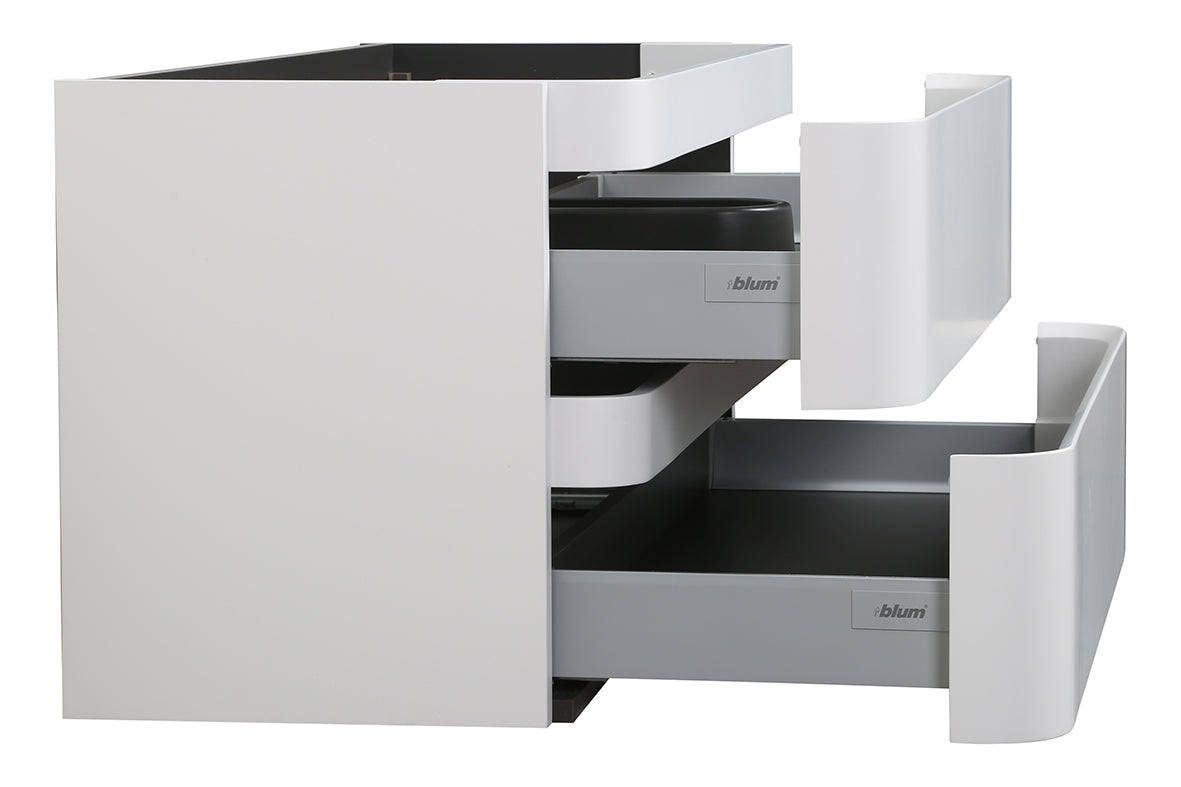 Novira onderkast afgeronde hoeken met 2 laden 1 uitsparing 100 x 48 cm mat wit – Wiesbaden – Mat Wit – Badmeubelen | Dealplein