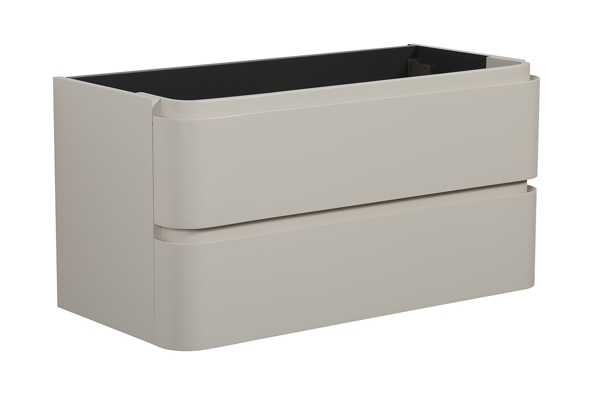 Wiesbaden Novira onderkast afgeronde hoeken met 2 laden 1 uitsparing 120 x 48 cm mat zand
