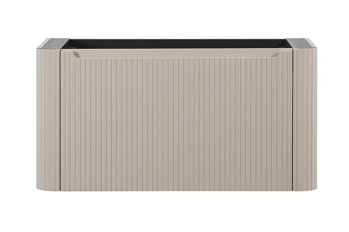 Wiesbaden Sulora onderkast afgeronde hoeken geribbeld met 1 lade 1 uitsparing 80 x 48 cm mat beige