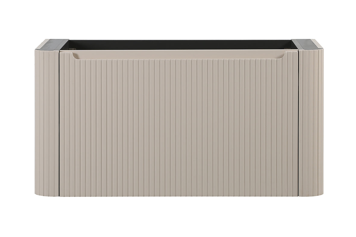 Wiesbaden Sulora onderkast afgeronde hoeken geribbeld met 1 lade 1 uitsparing 100 x 48 cm mat beige
