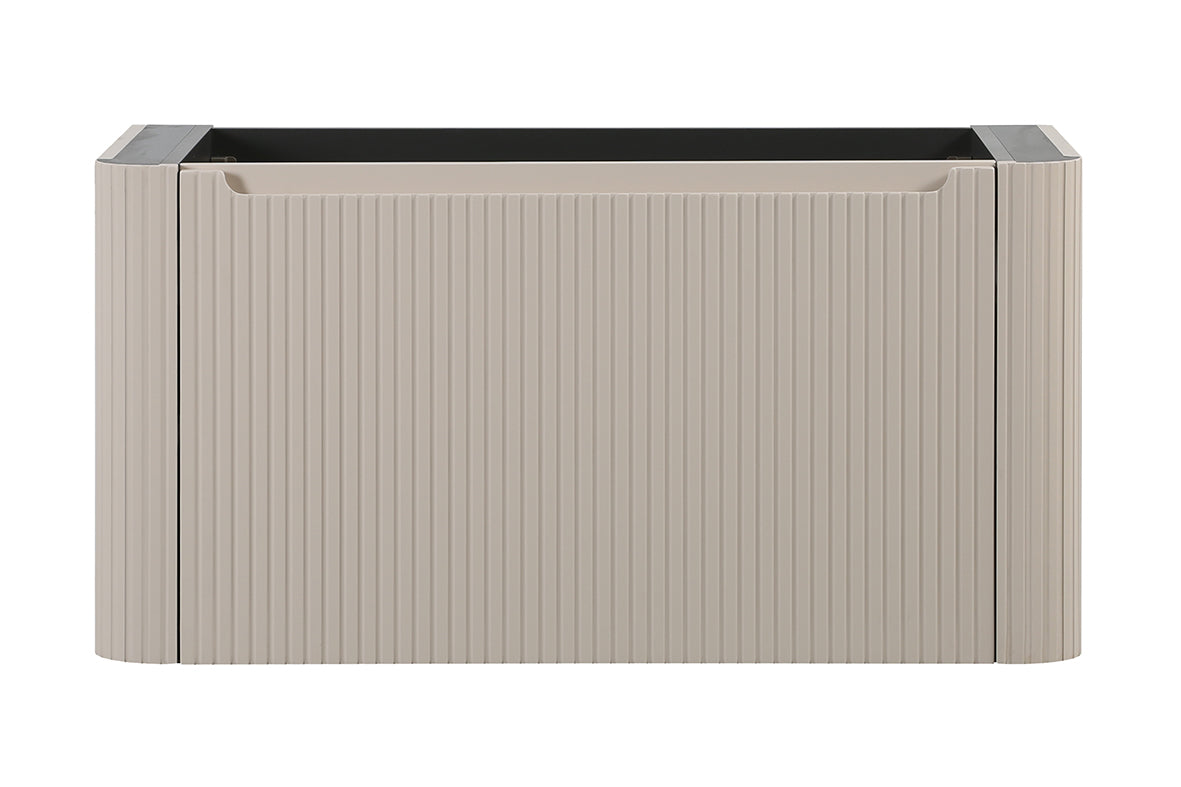 Wiesbaden Sulora onderkast afgeronde hoeken geribbeld met 1 lade 1 uitsparing 120 x 48 cm mat beige