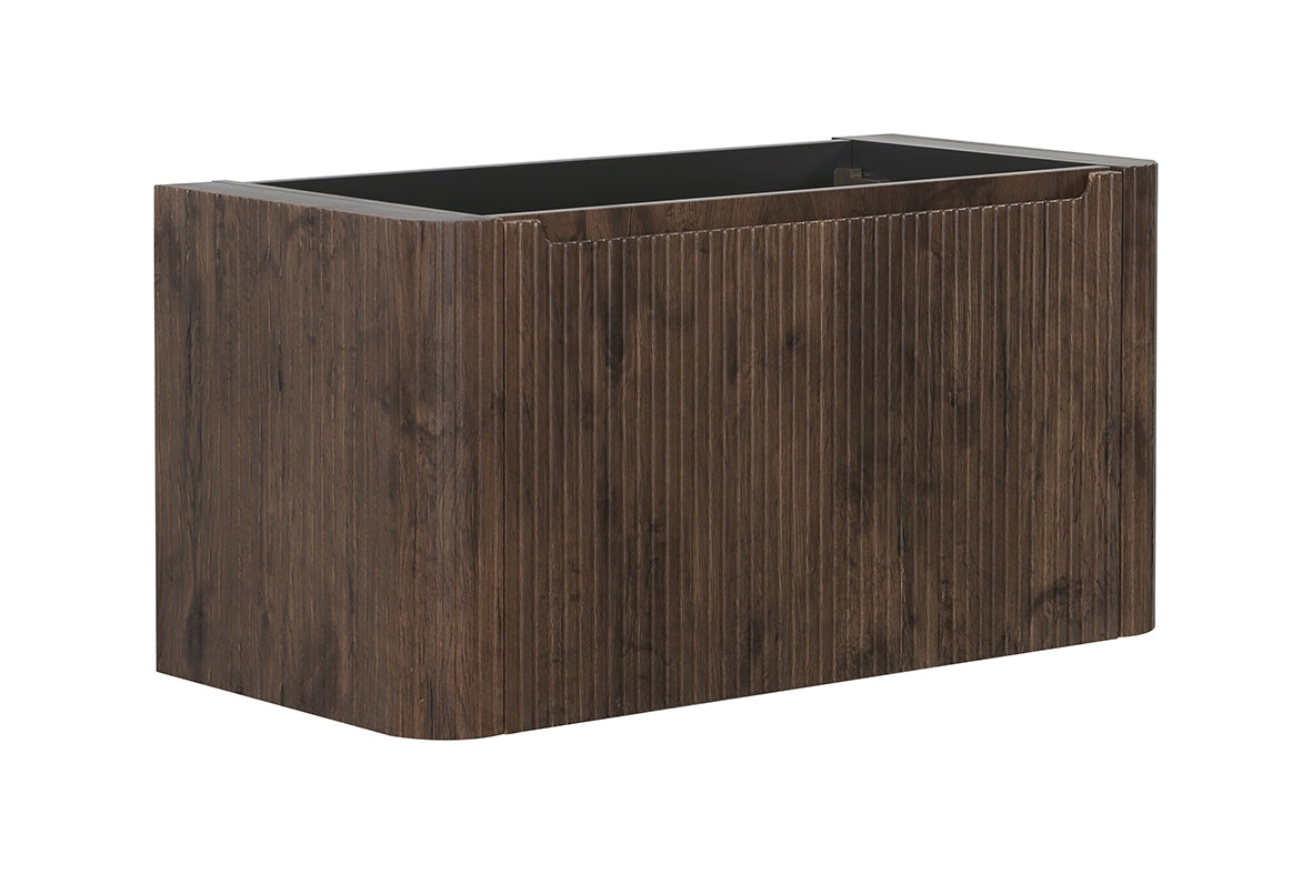 Wiesbaden Sulora onderkast afgeronde hoeken geribbeld met 1 lade 1 uitsparing 80 x 48 cm bruin eiken