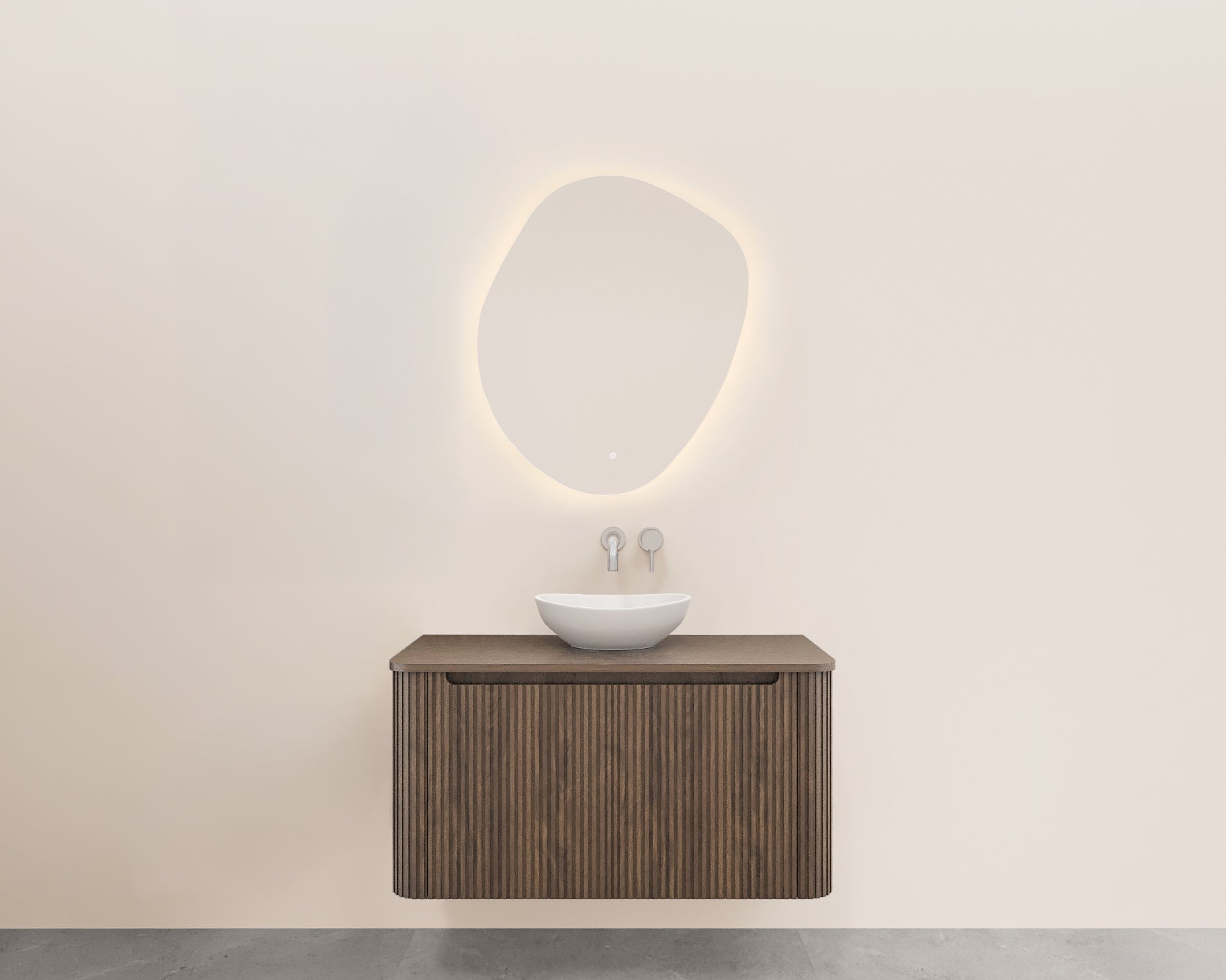 Wiesbaden Sulora onderkast afgeronde hoeken geribbeld met 1 lade 1 uitsparing 80 x 48 cm bruin eiken