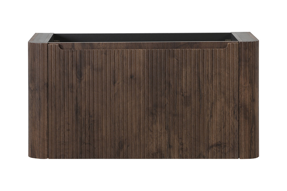 Wiesbaden Sulora onderkast afgeronde hoeken geribbeld met 1 lade 1 uitsparing 120 x 48 cm bruin eiken