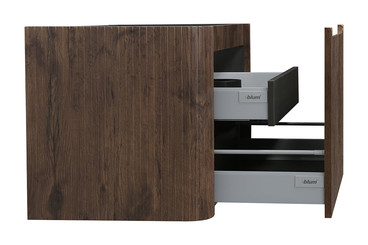 Wiesbaden Sulora onderkast afgeronde hoeken geribbeld met 1 lade 1 uitsparing 120 x 48 cm bruin eiken