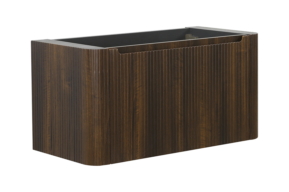 Wiesbaden Sulora onderkast afgeronde hoeken geribbeld met 1 lade 1 uitsparing 100 x 48 cm walnoot
