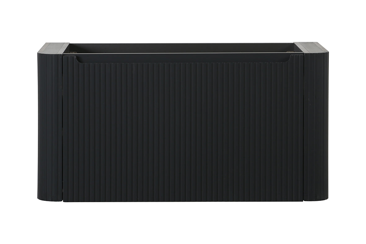 Sulora onderkast afgeronde hoeken geribbeld met 1 lade 1 uitsparing 80 x 48 cm mat zwart – Wiesbaden – Mat Zwart – Badmeubelen | Dealplein