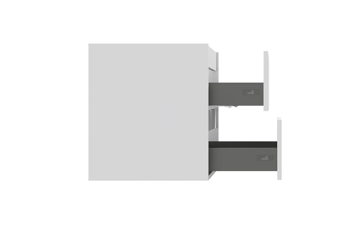 Alvara onderkast met 2 laden 1 uitsparing 80 x 46 cm mat wit – Wiesbaden – Mat Wit – Badmeubelen | Dealplein