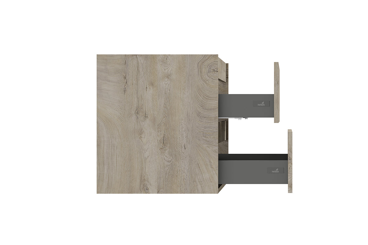 Alvara onderkast met 2 laden 1 uitsparing 80 x 46 cm grijs eiken – Wiesbaden – Grijs Eiken – Badmeubelen | Dealplein