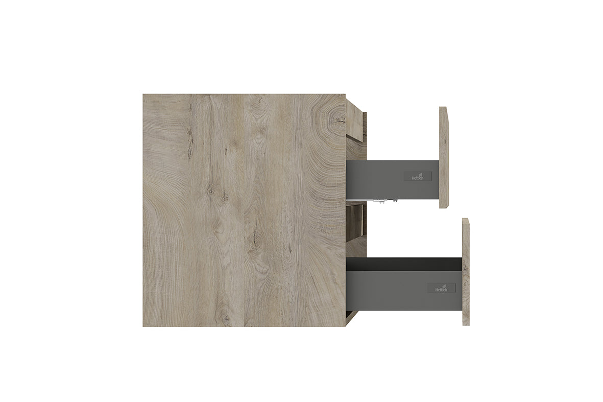 Wiesbaden Alvara onderkast met 2 laden 1 uitsparing 100 x 46 cm grijs eiken