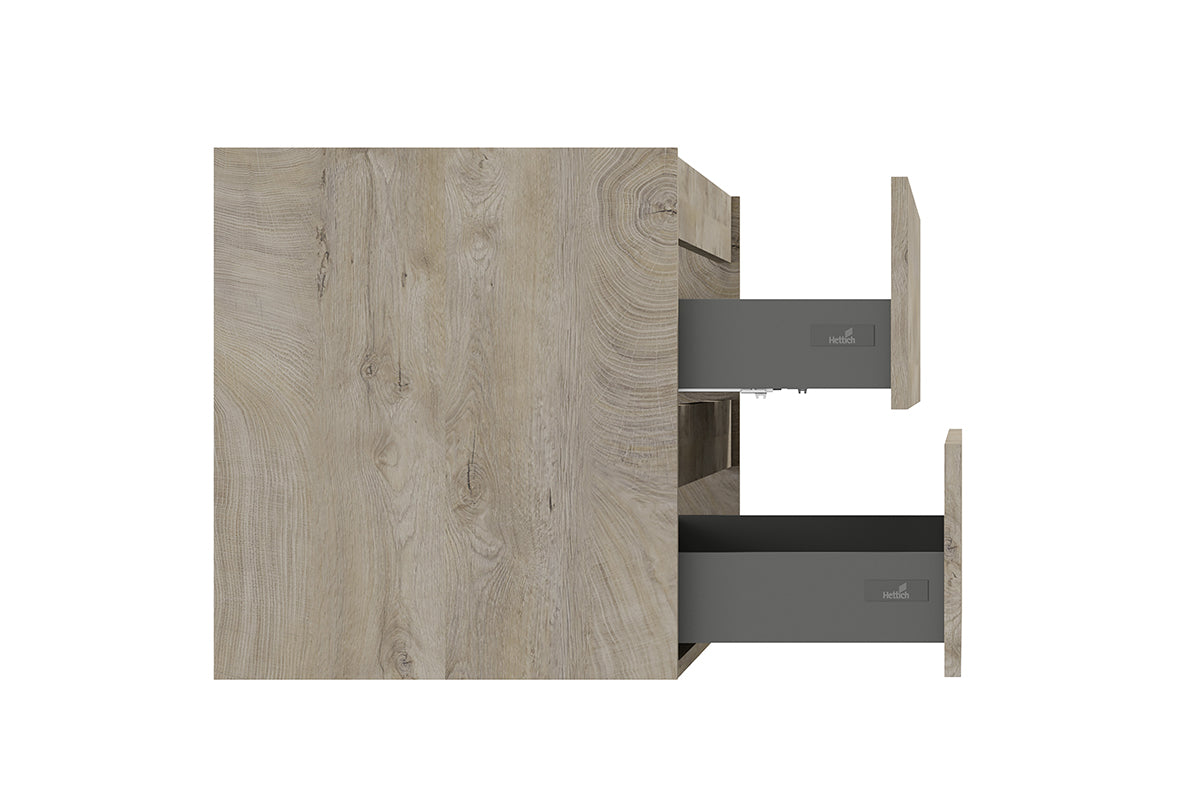 Wiesbaden Alvara onderkast met 2 laden 2 uitsparingen 120 x 46 cm grijs eiken