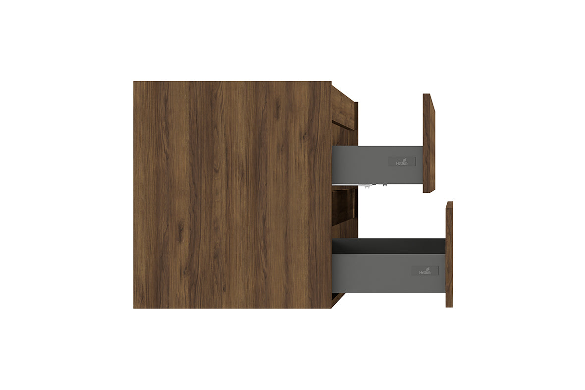 Alvara onderkast met 2 laden 2 uitsparingen 120 x 46 cm warm eiken – Wiesbaden – Warm Eiken – Badmeubelen | Dealplein