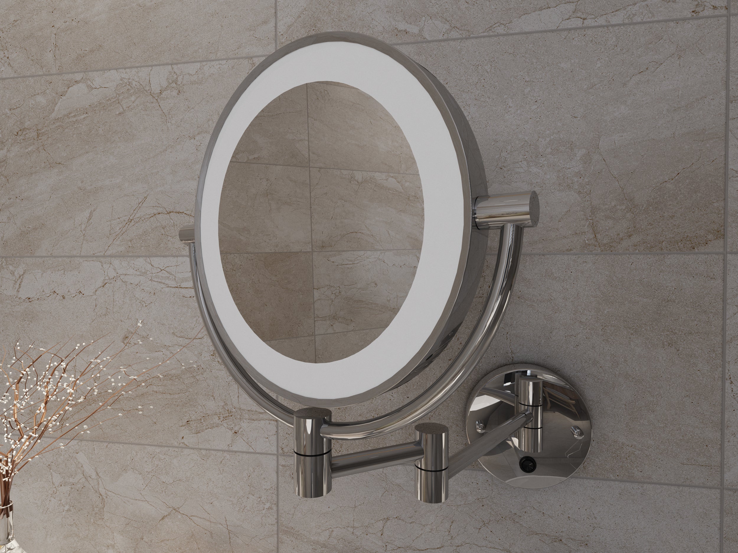 Badkamerspiegel Korver Wandscheerspiegel 20×20 cm Chroom — met LED-verlichting