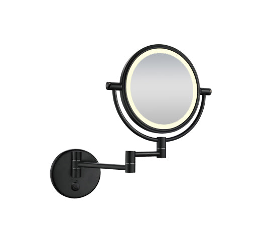 Badkamerspiegel Korver Wandscheerspiegel 20×20 cm Mat Zwart — met LED-verlichting