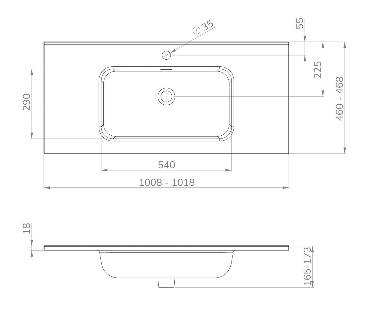 Bajo wastafel enkel met 1 kraangat 100 x 46 x 1,8 cm keramiek glans wit – Wiesbaden – Glans Wit – Meubel Wastafel | Dealplein