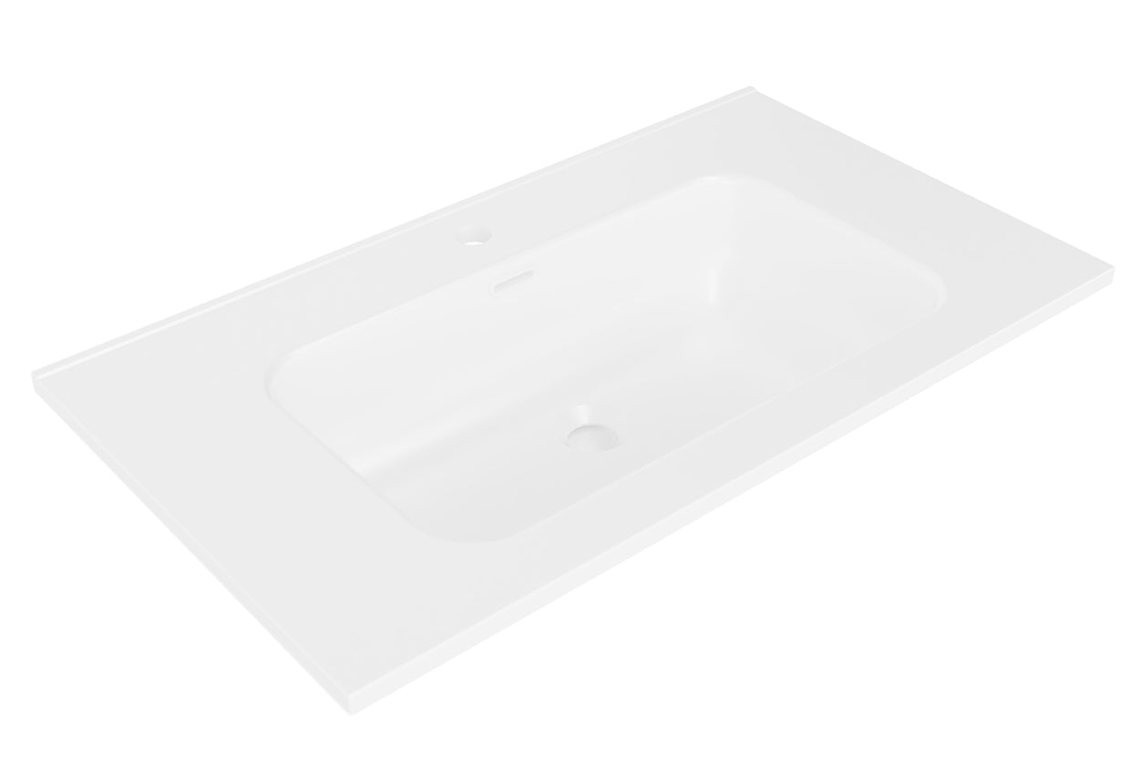 Wiesbaden Bajo wastafel enkel met 1 kraangat 80 x 46 x 1,8 cm keramiek mat wit