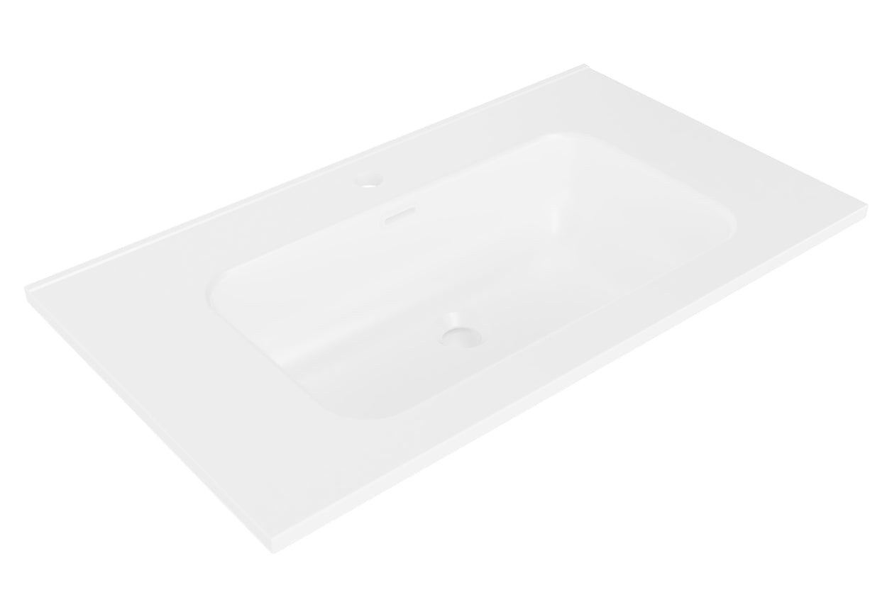 Bajo wastafel enkel met 1 kraangat 100 x 46 x 1,8 cm keramiek mat wit – Wiesbaden – Mat Wit – Meubel Wastafel | Dealplein