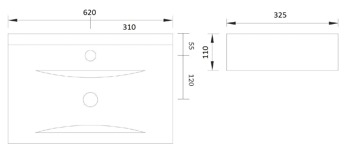 Begee Wastafel 62x32,5x11cm