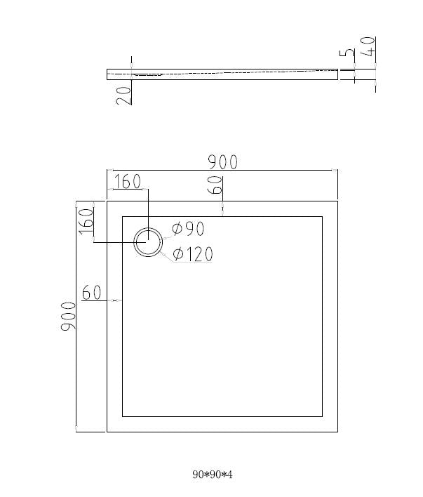 Dona Lage Douchebak 90 x 90 x 4 cm