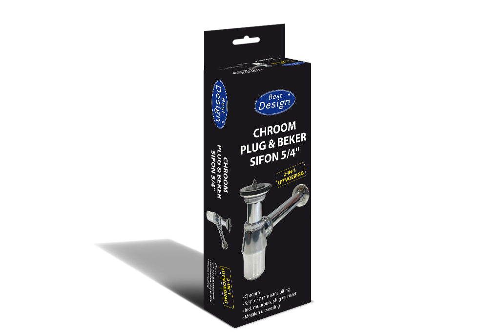Chroom plug & beker sifon (2 in 1) 5/4 x 32 mm