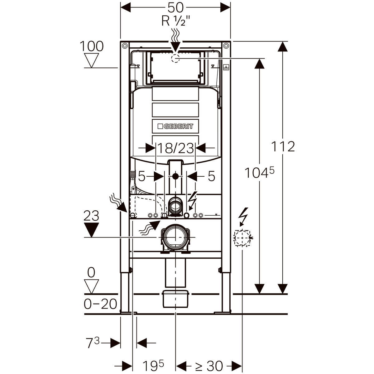 Geberit Inbouwreservoir 112 cm Duo-Fix Sigma UP320 111.300.005 + Bev.set 111.815.001