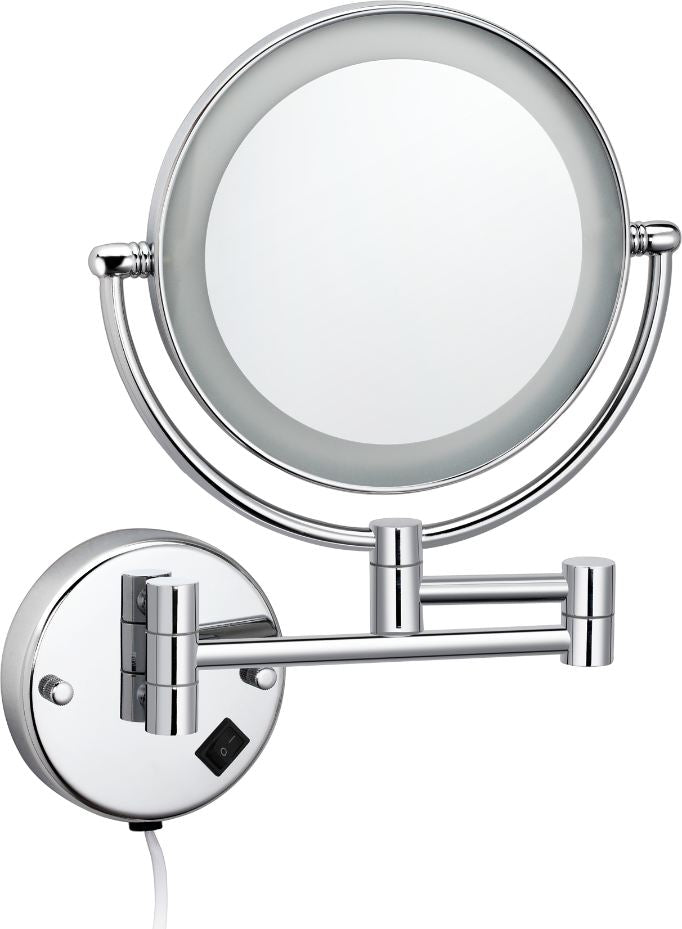Badkamerspiegel ADW Chrome Steiner Cosmeticaspiegel Maat op aanvraag Chroom — met LED-verlichting