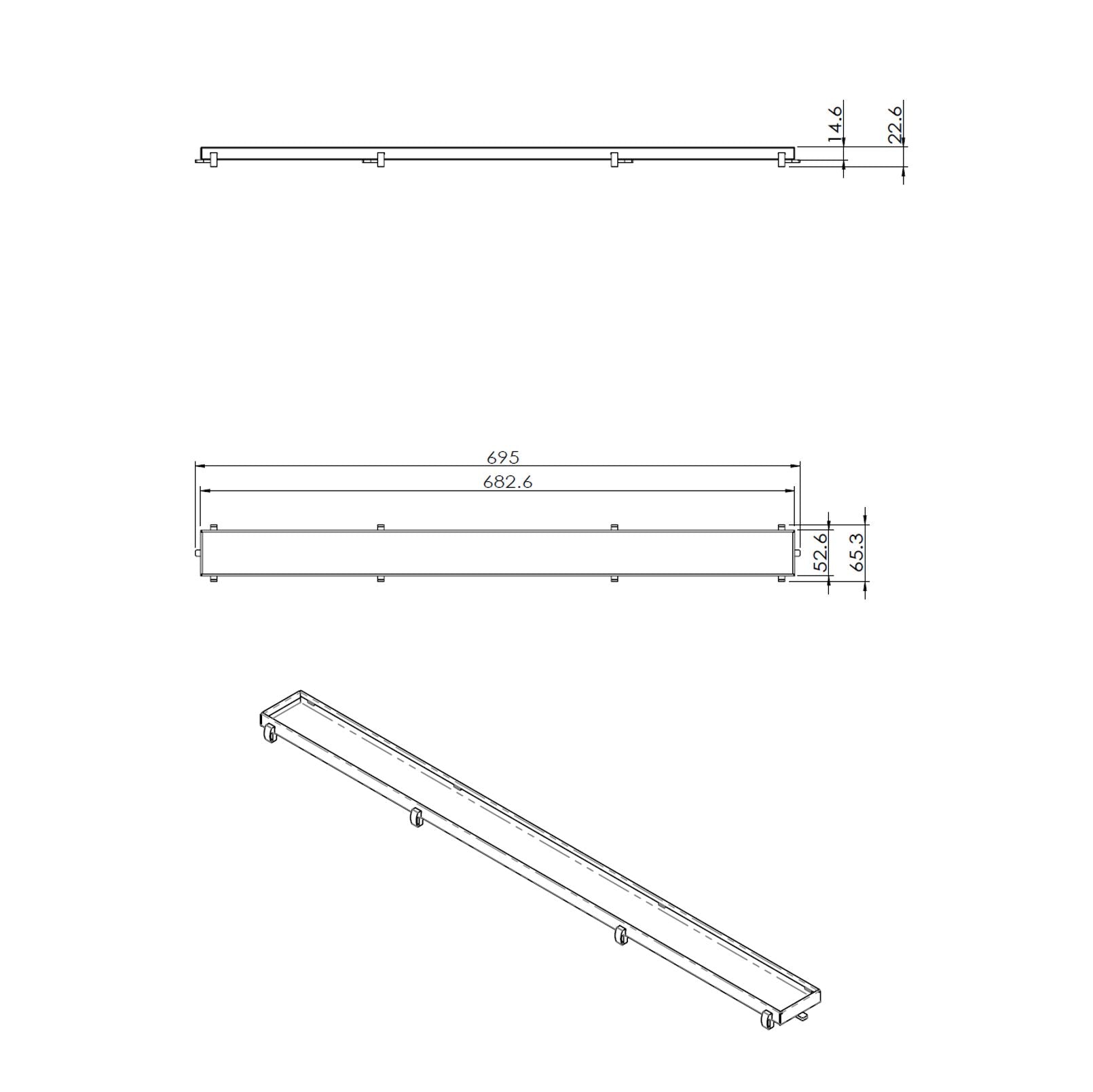 Tegelrooster voor Douchegoot 70 cm