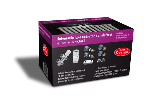 Radiator-Aansluitset Midden Onder Haaks Universeel (DS-PAARS)