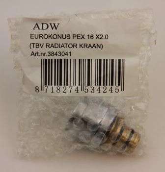 Eurokonus 16x2.0x1/2 Pexal Buis t.b.v. Rad/regel-T