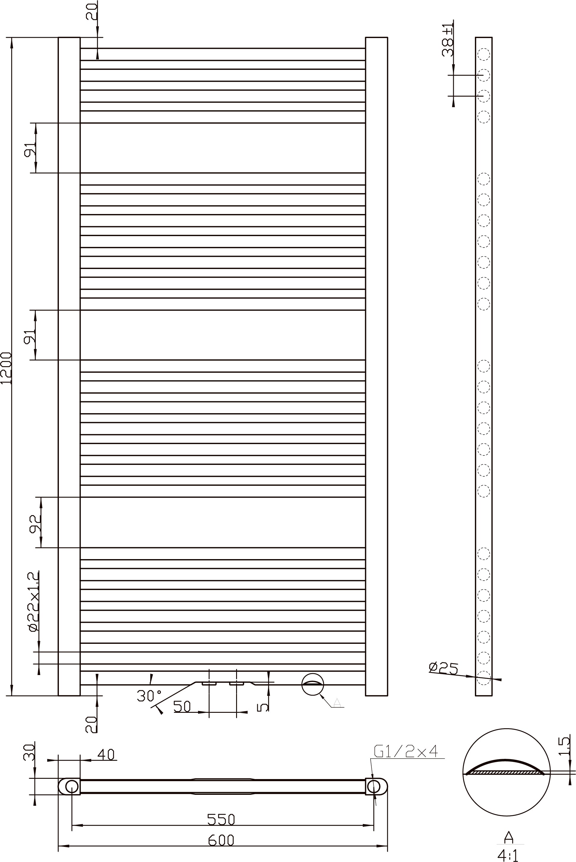 Zero-White Radiator Wit 729 W 1200x600mm