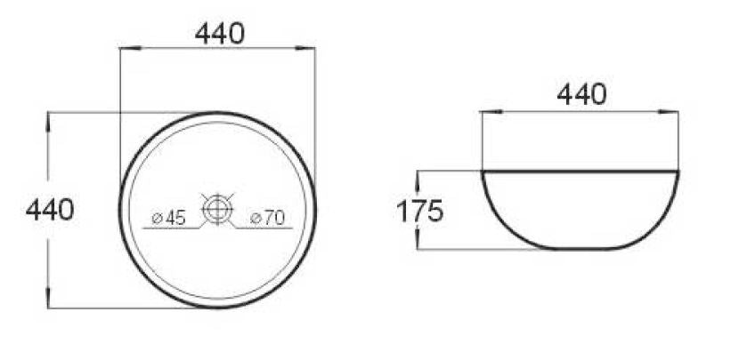 Combo Opbouw Waskom Ø 44,5cm H=17,5cm
