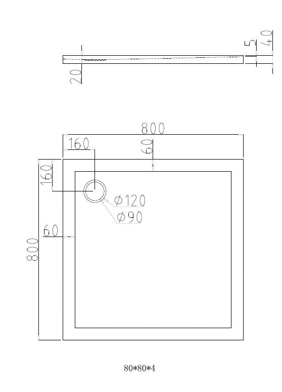 Dona Lage Douchebak 80 x 80 x 4 cm