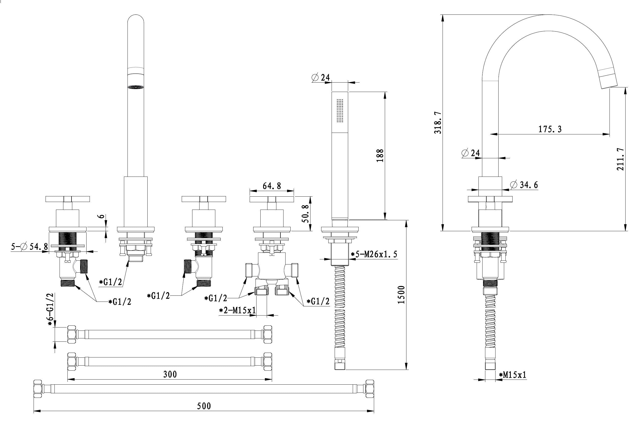 New-Jax 5-gats Badrandcombinatie