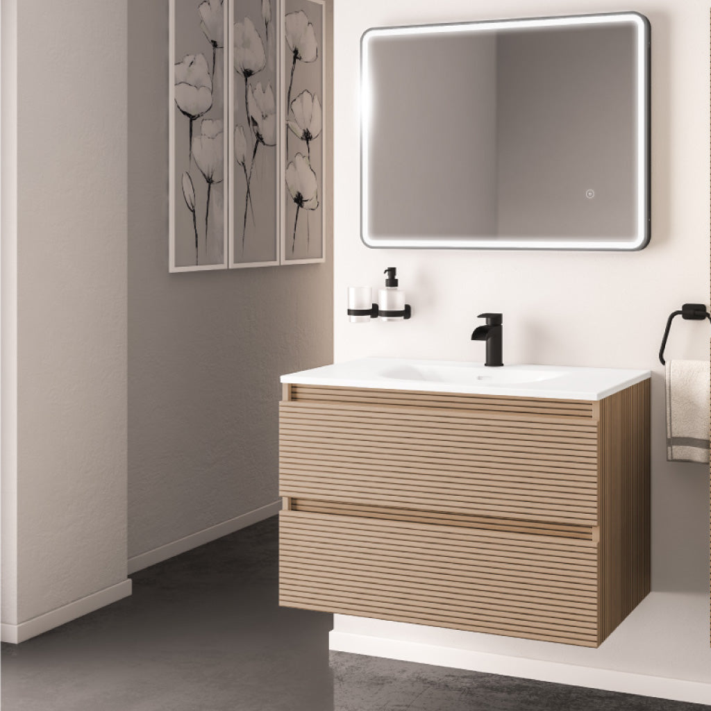 Eastbrook Olympia Staand Badmeubel 80x46 Cm Met Lades Gefreesd Front Wit