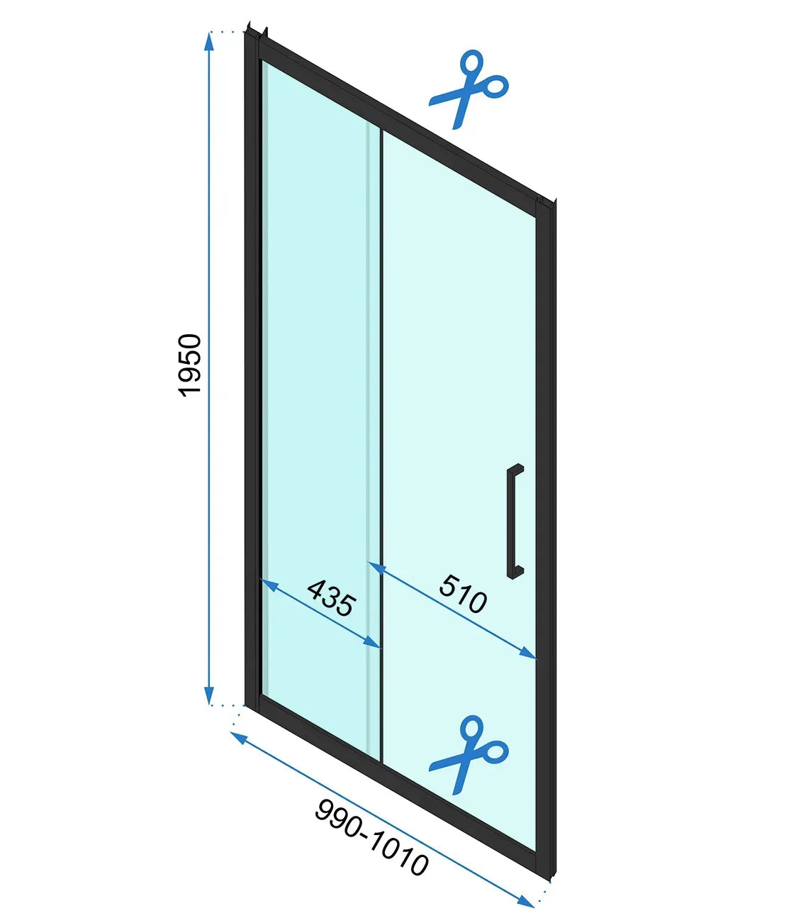 Detail van douchedeur Rea Rapid Slide Geborsteld Messing