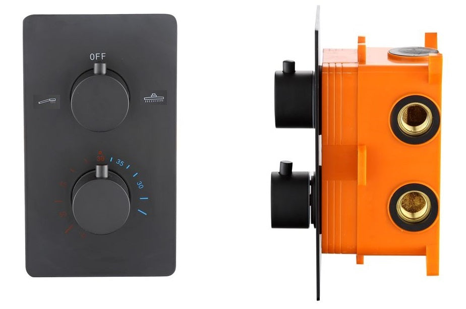Nero-Lacora Inbouwthermostaat & Inb.box 2-weg 1/2 Mat Zwart