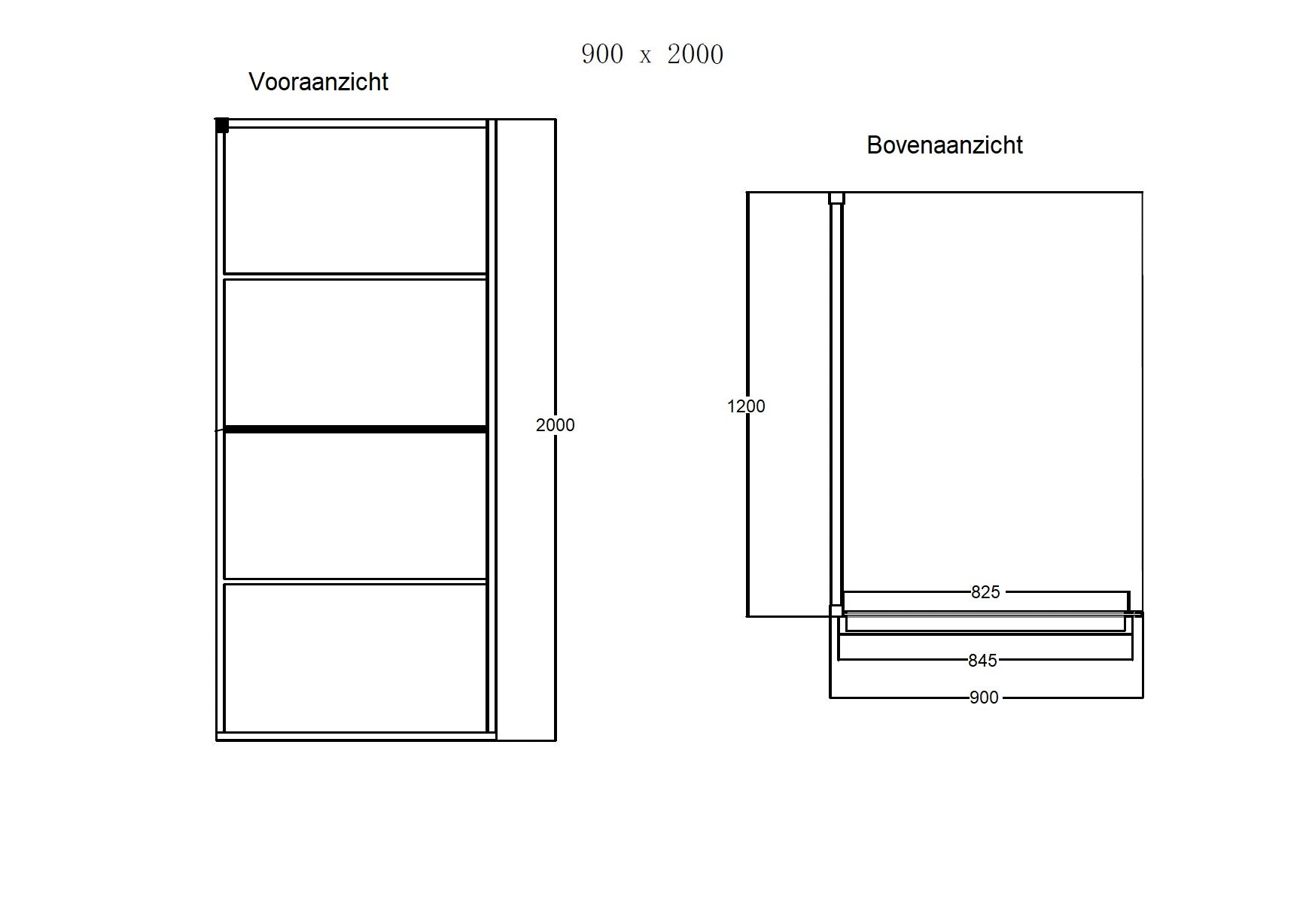 Noire 900 screen inloopdouche Walk-In 900x2000x10mm