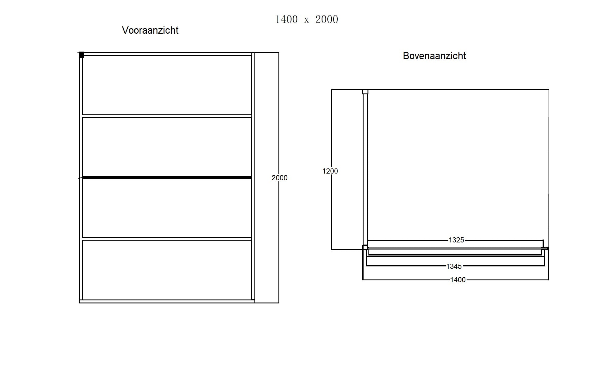 Noire 1400 screen inloopdouche Walk-In 1400x2000x10mm