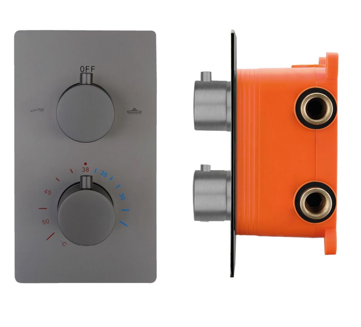 Moya Inbouwthermostaat & Inb.box 2-weg 1/2 Gun Metal