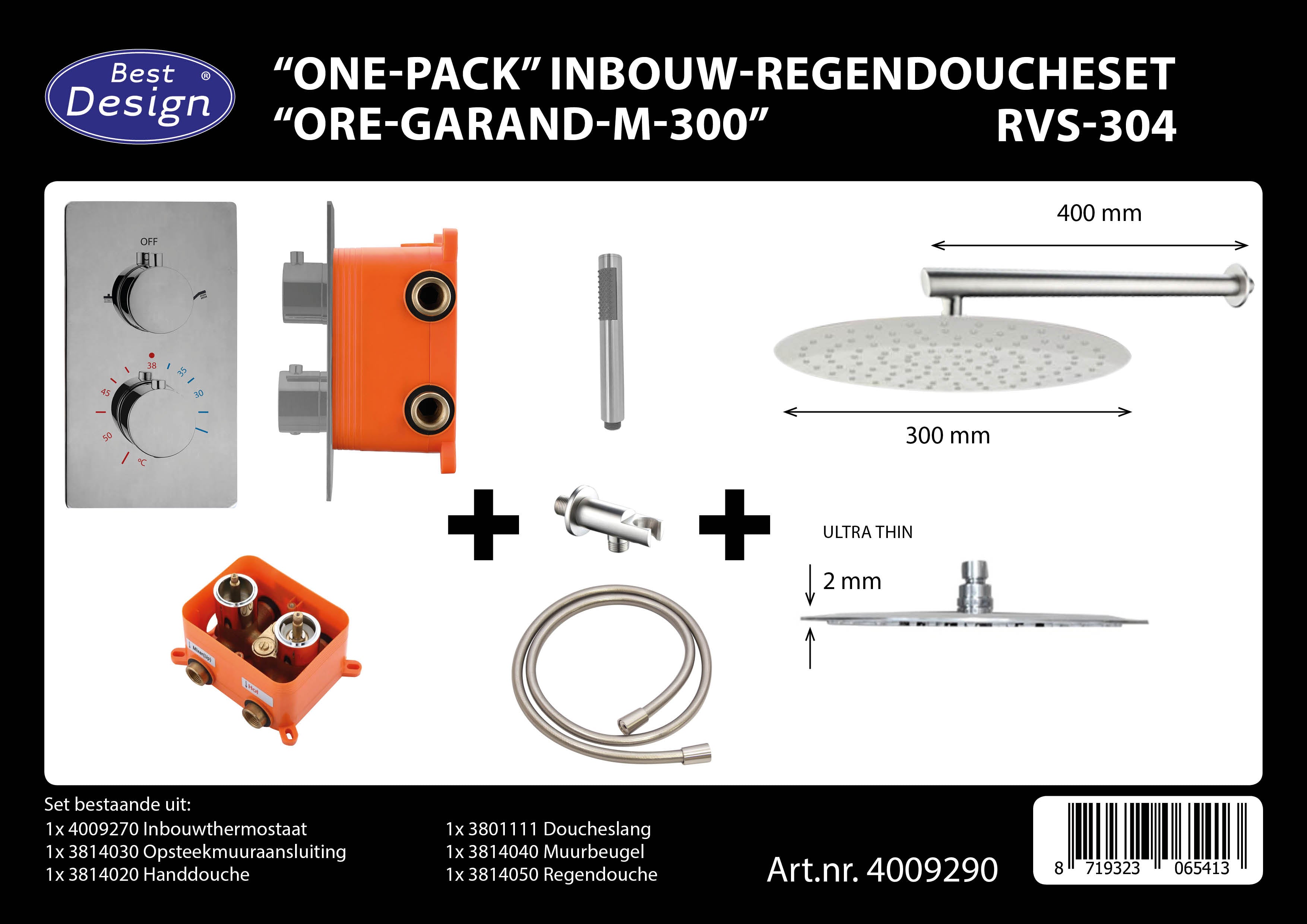 Complete Inbouw-Regendoucheset Ore-Garand-M-300