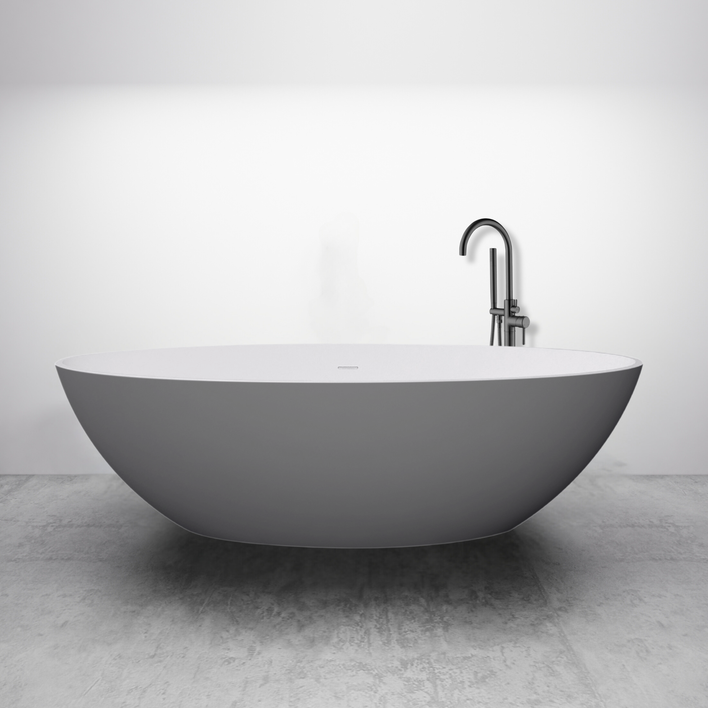 New-Stone Bicolor-Lava (Grijs)/Wit vrijstaand bad Just-Solid 180x85x52cm