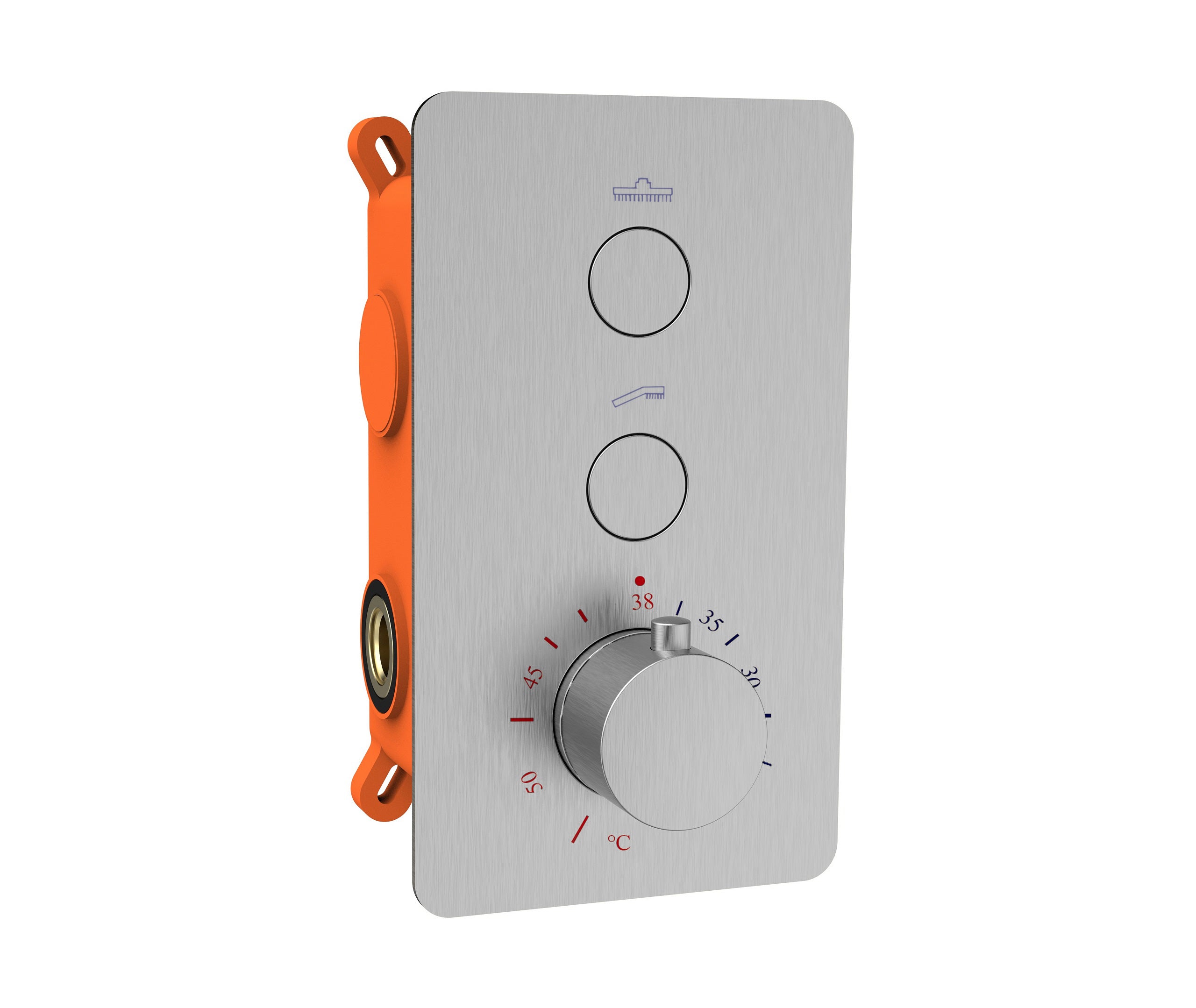 Clic-Ore Inbouwthermostaat & Inb.box 2-weg 1/2 RVS-304