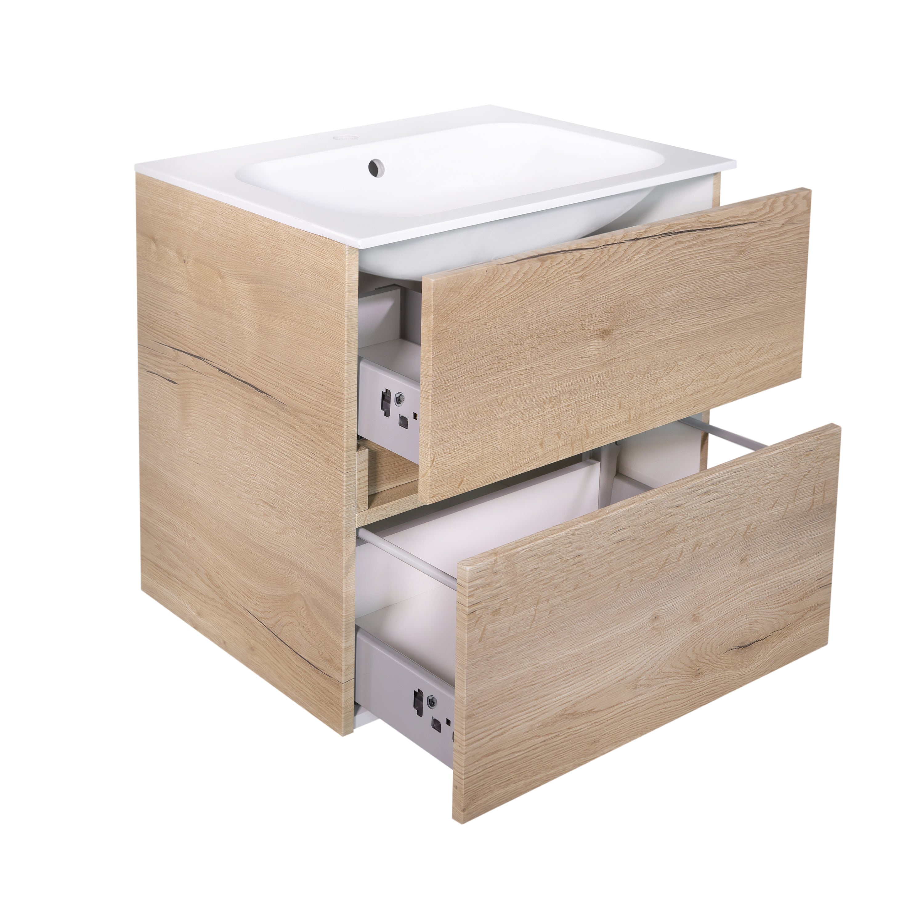 Badmeubel Splash-Halifax-Greeploos meubel onderkast 2 laden zonder wastafel 60 cm
