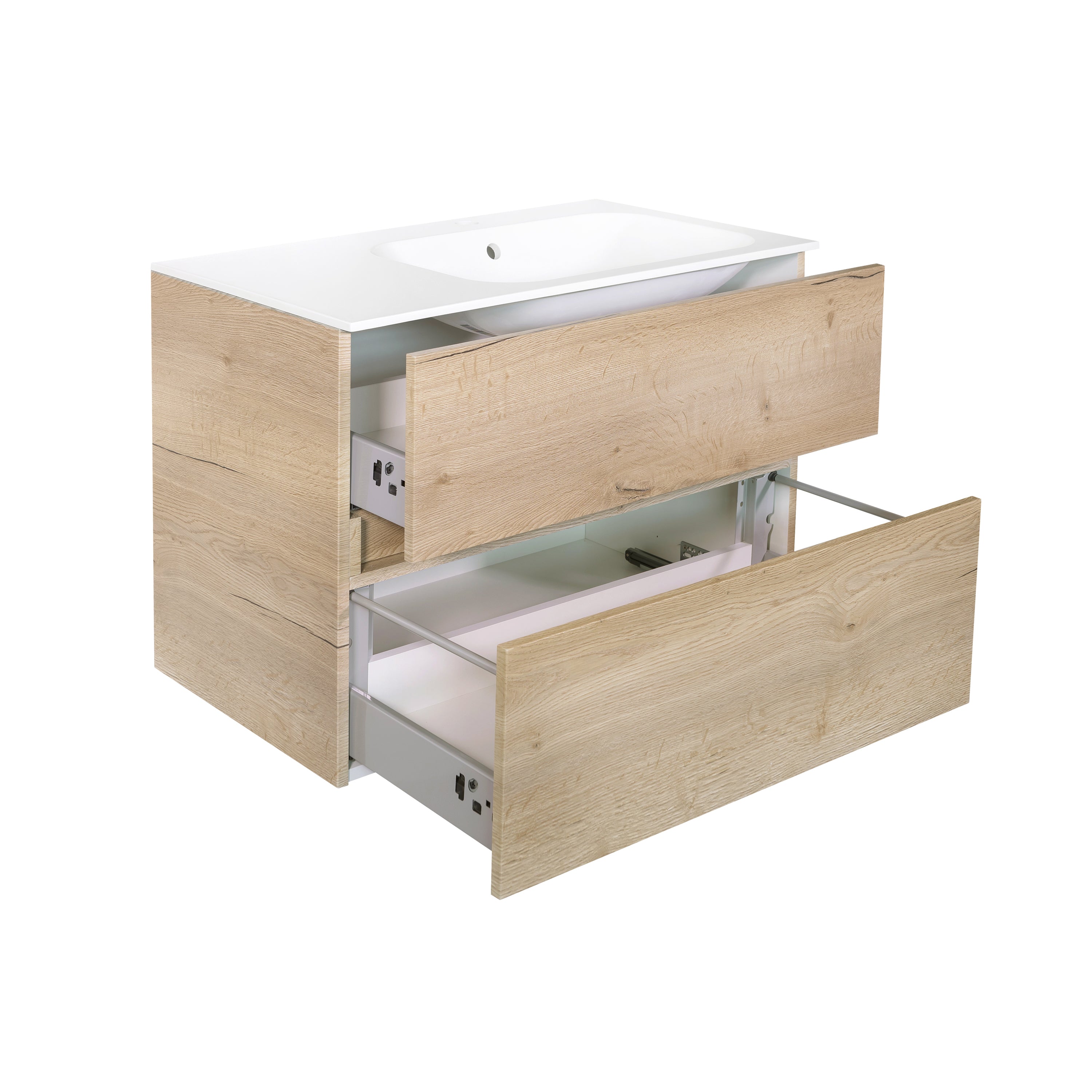 Badmeubel Splash-Halifax-Greeploos meubel onderkast 2 laden zonder wastafel 80 cm